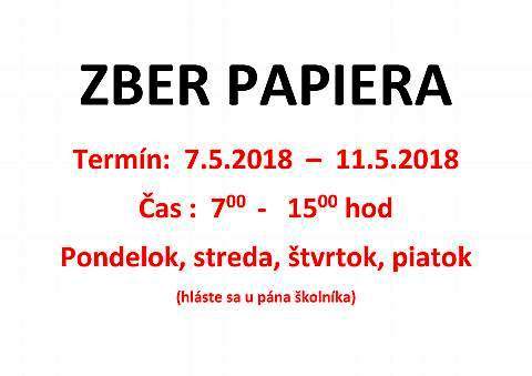 zber papiera2018